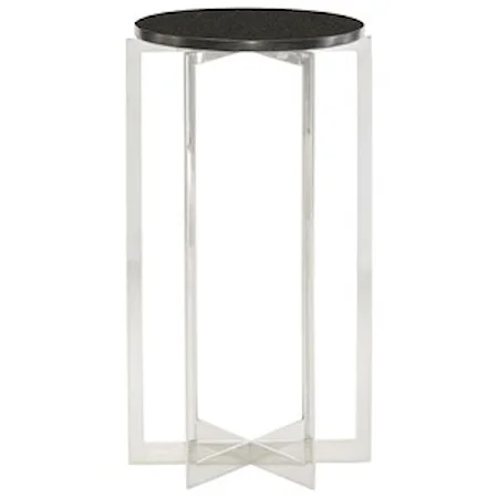 Round Chairside Table with Stainless Steel Frame
